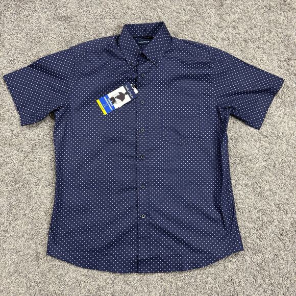 Nautica Performance Dress Shirt Blue Geo Stretch Cooling Mens Size S - Picture 1 of 7